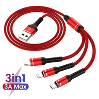 3 in 1 Type C 8Pin Micro USB Cable For iPhone 8 X 7 6 6S Plus for iOS 10 9 8 for Huawei 3A USB Fast Charging Cables Cord