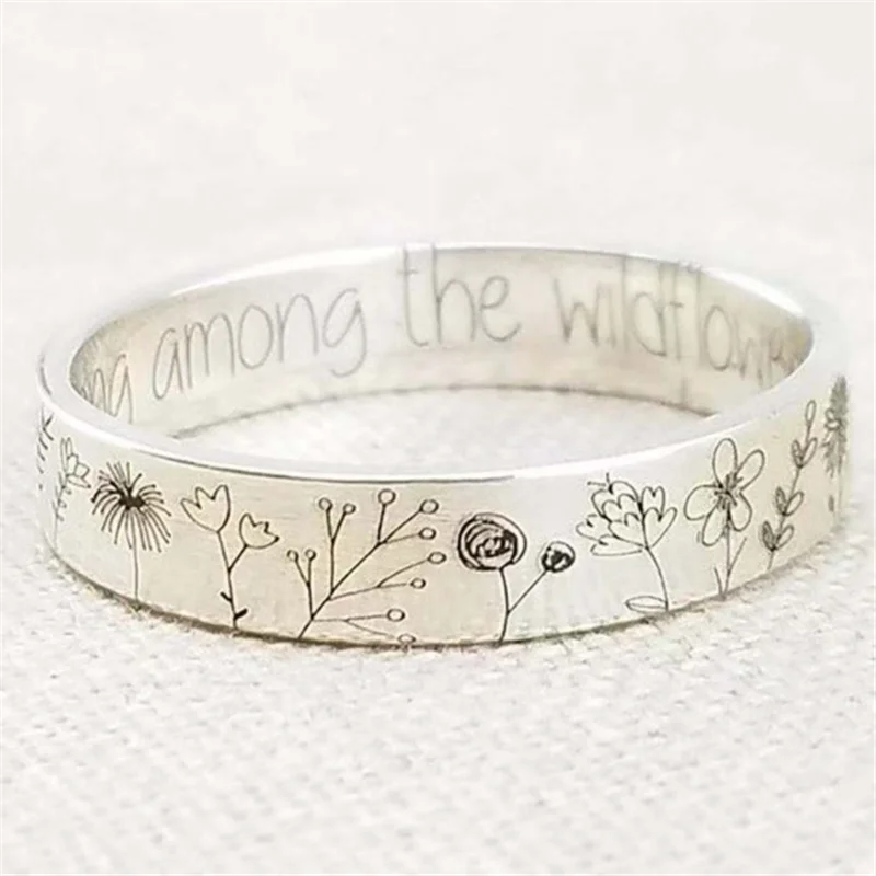 

Simple and Exquisite Wild Flower Flower Daisy Handmade Retro Ring Carved Flower Men's Women's Holiday Gift Party Jewelry Wholesa
