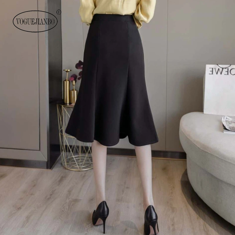 

Women's fishtail skirt 2020spring and summer new high-waist single-breasted Slim was thin and elegant package hip skirt spodnica