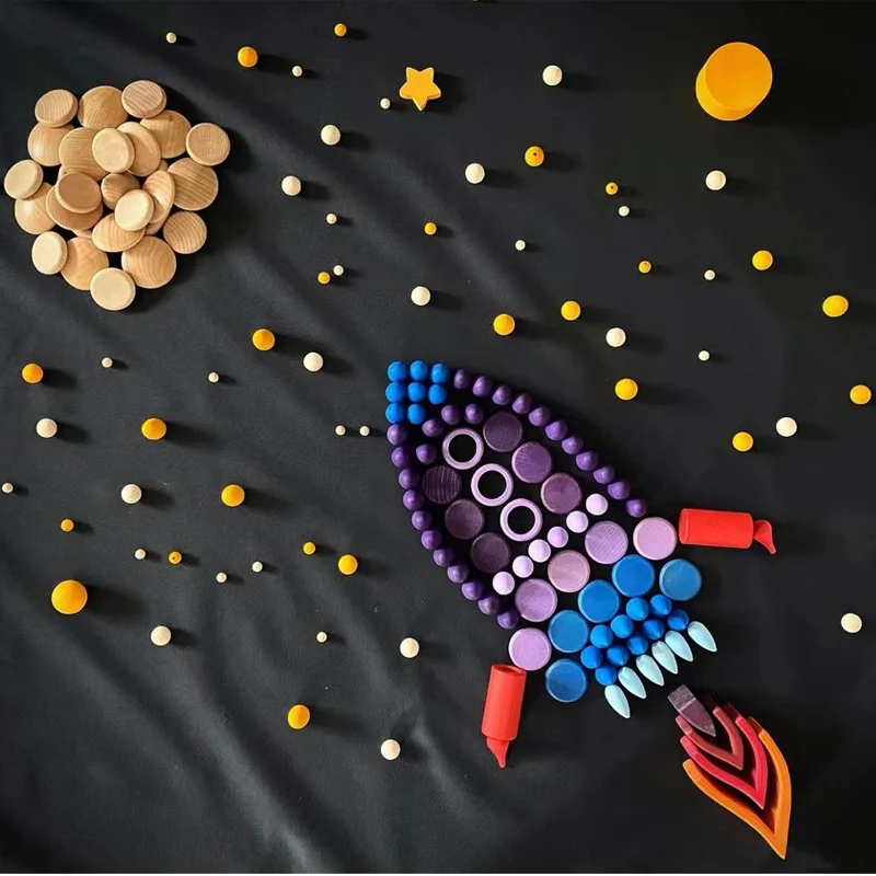 Baby Toy Rainbow Stacker Building block Montessori Educational Wooden Open thinking Creative Wooden Block toys