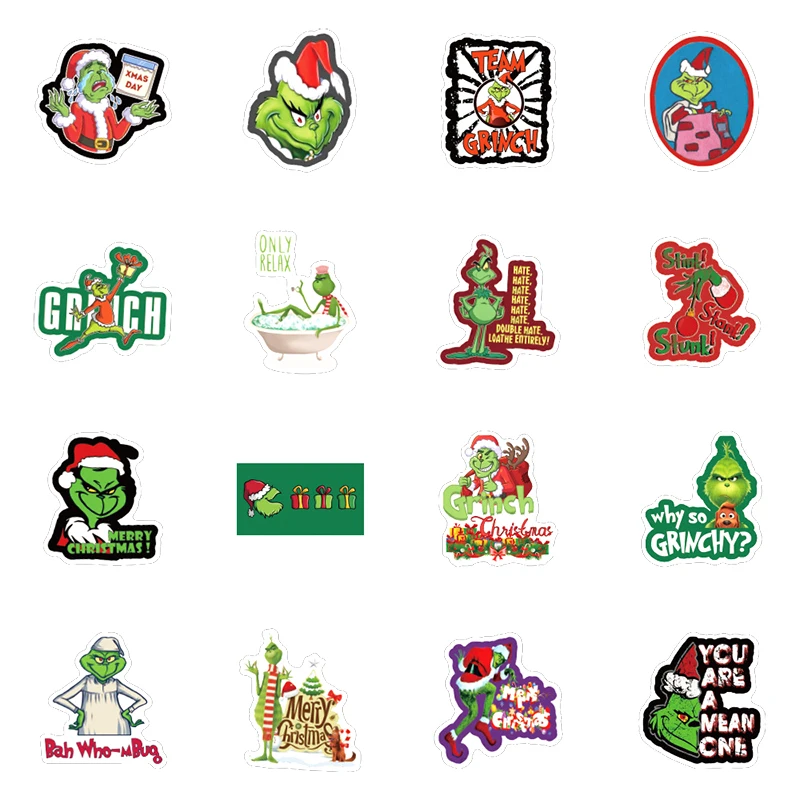10/30/50 unids/bolsa &iquest;c&oacute;mo el Grinch Rob&oacute; la Navidad las pel&iacute;culas cl&aacute;sicas de pegatinas para dibujar-marco de la barra de los ni&ntilde;os juguetes de coches mochila cuaderno-4