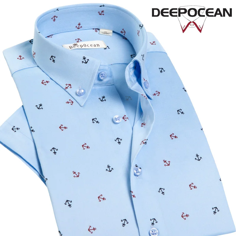 Рубашка DEEPOCEAN мужская с коротким рукавом блуза принтом из мерсеризированного