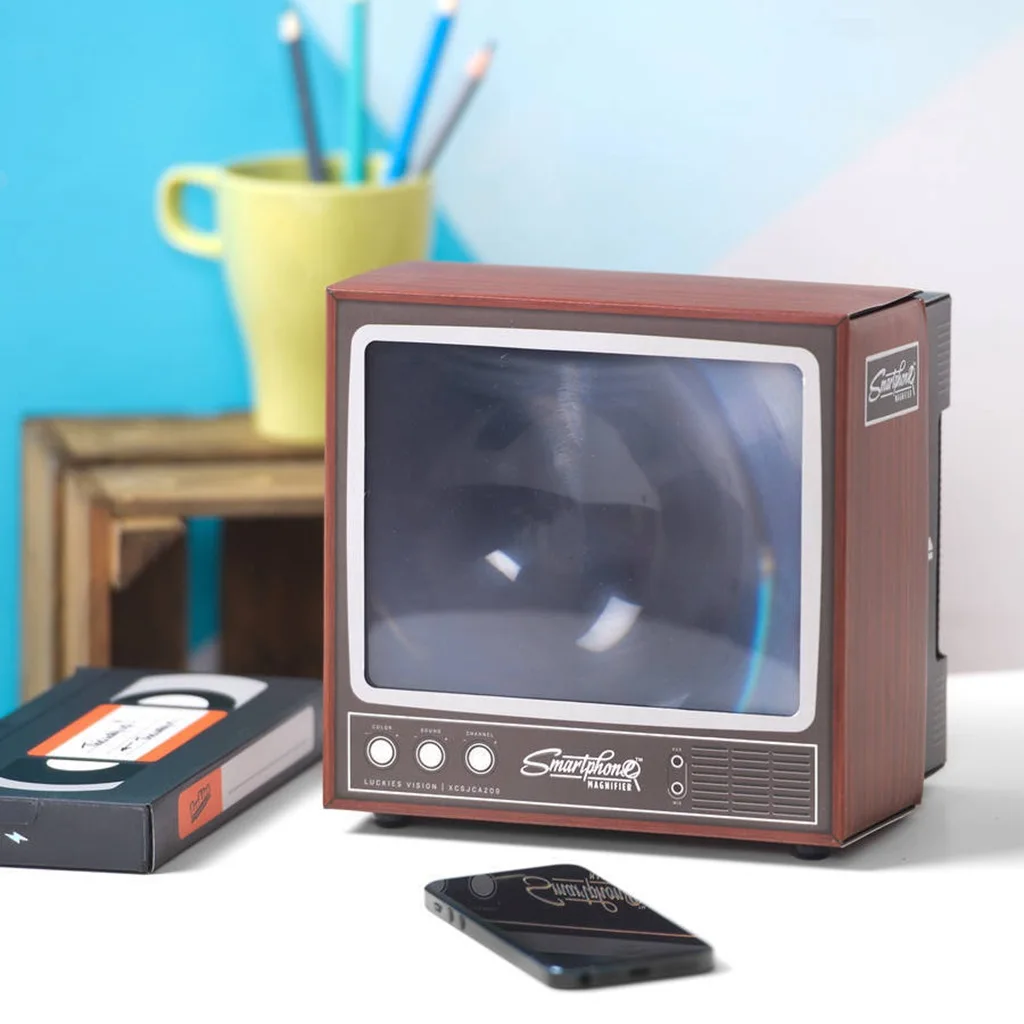 

Stereoscopic Phone Screen Magnifier DIY Mini Retro TV Desk Phone Holder Hot Sale 2021