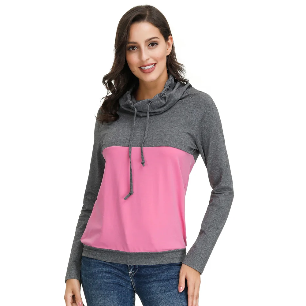 Kate Kasin Женский Повседневный пуловер с капюшоном контрастного цвета милые