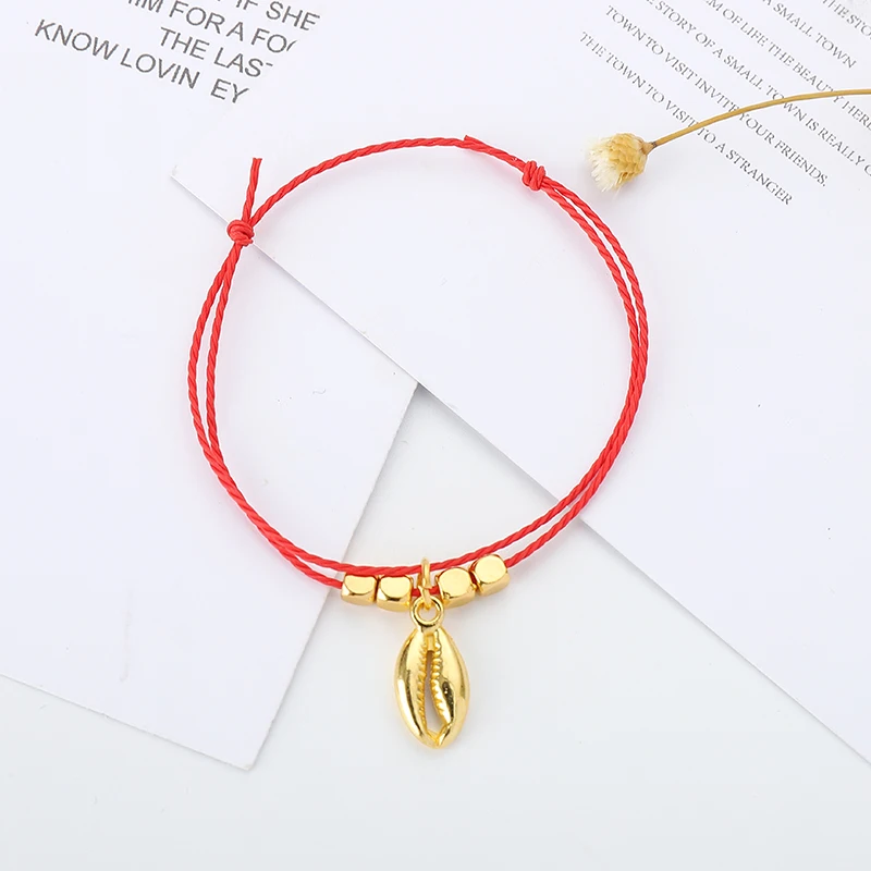 Gold Shell Pendant Charm Bracelet For Women Men Adjustable Multicolor Rope Braided Handamde Jewelry | Украшения и аксессуары