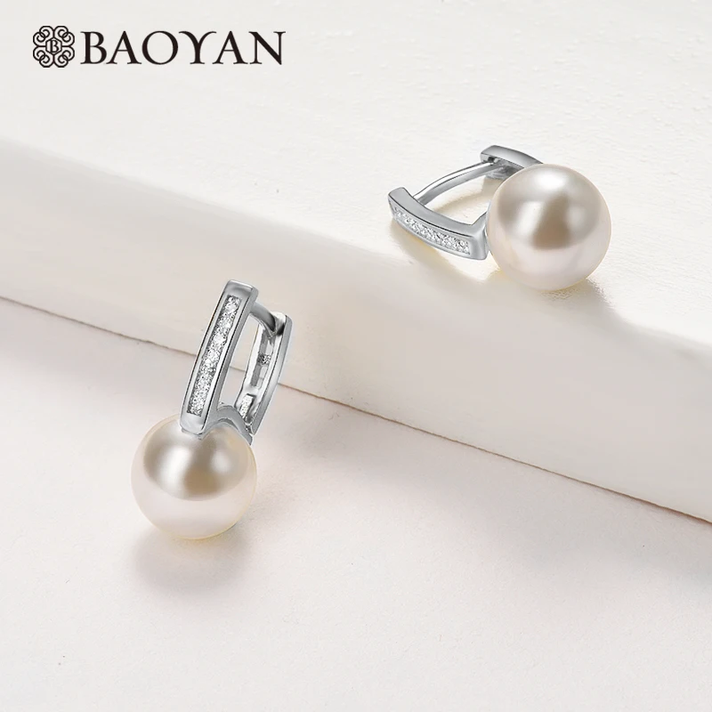 Классические позолоченные серебряные жемчужные геометрические серьги-кольца