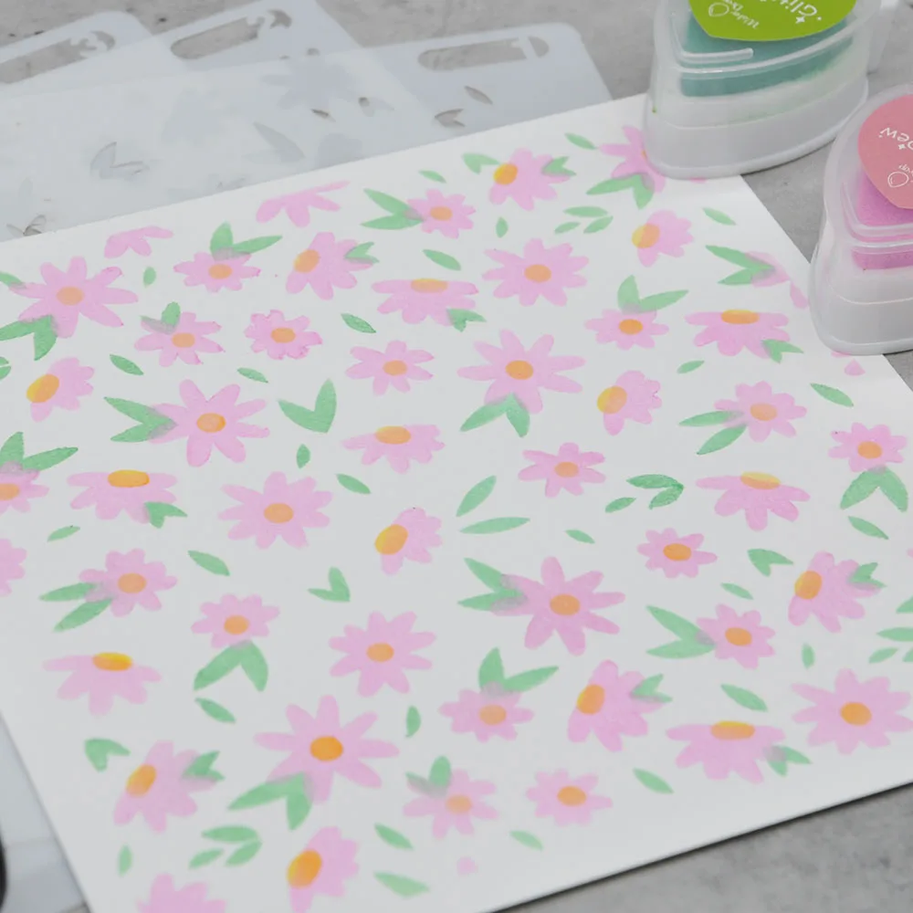 Цветочный фон многослойный трафарет QITAI 3 шт./компл. для скрапбукинга