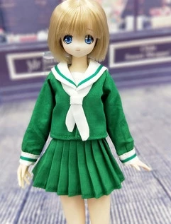 green Куклы Blyth, японский матросский костюм, морская форма, школьная форма, плиссированная юбка для Kurhn, Azone, Momoko, Licca 1/6, куклы для косплея - Цвет: green