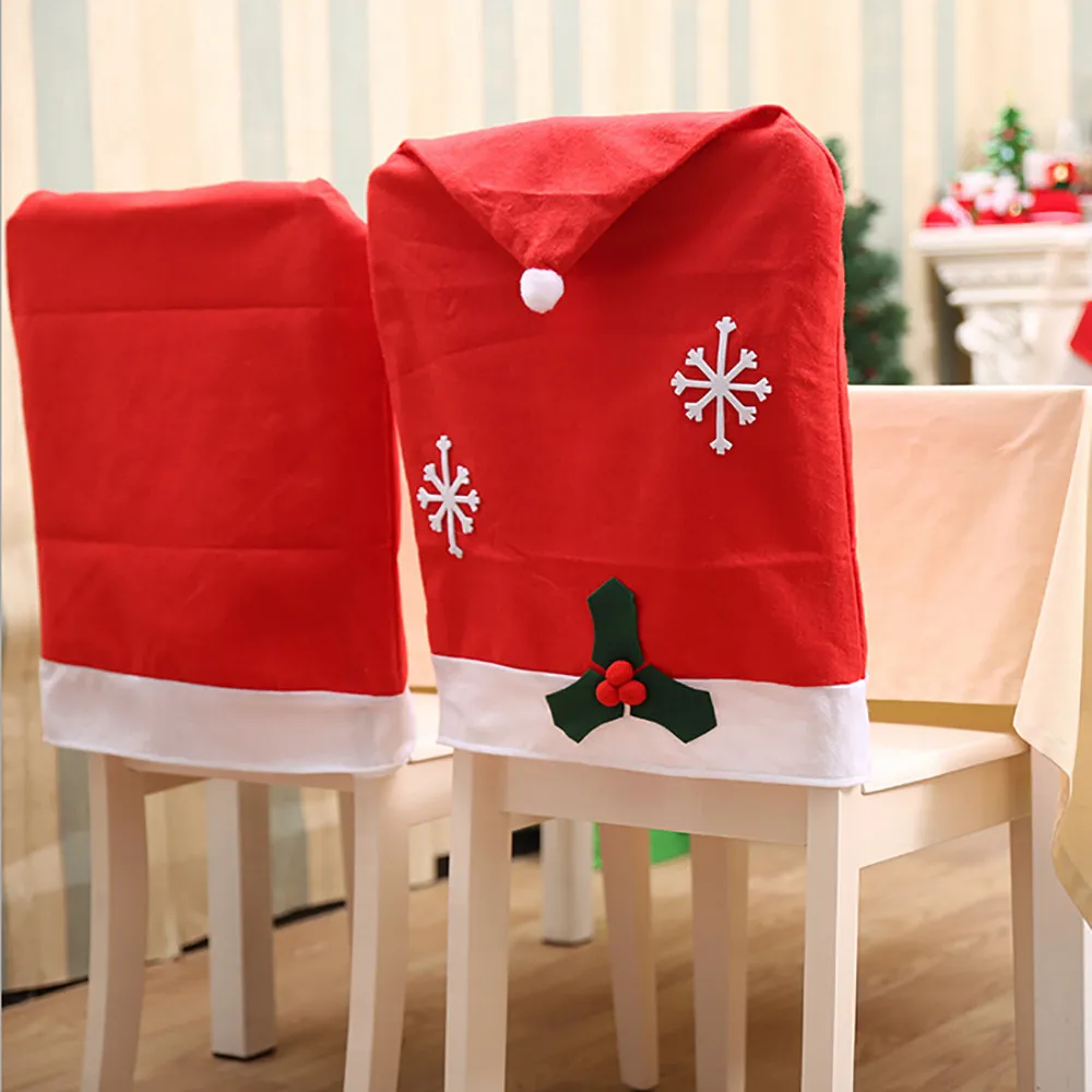 1 шт рождественские покрытия для стула Санты наборы крышек обеденного из нетканого материала стола красная