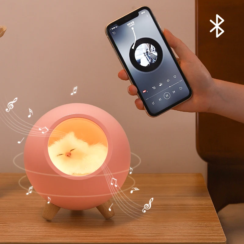 Светодиодный милый кошачий домик Bluetooth-динамик ночсветильник с сенсорной