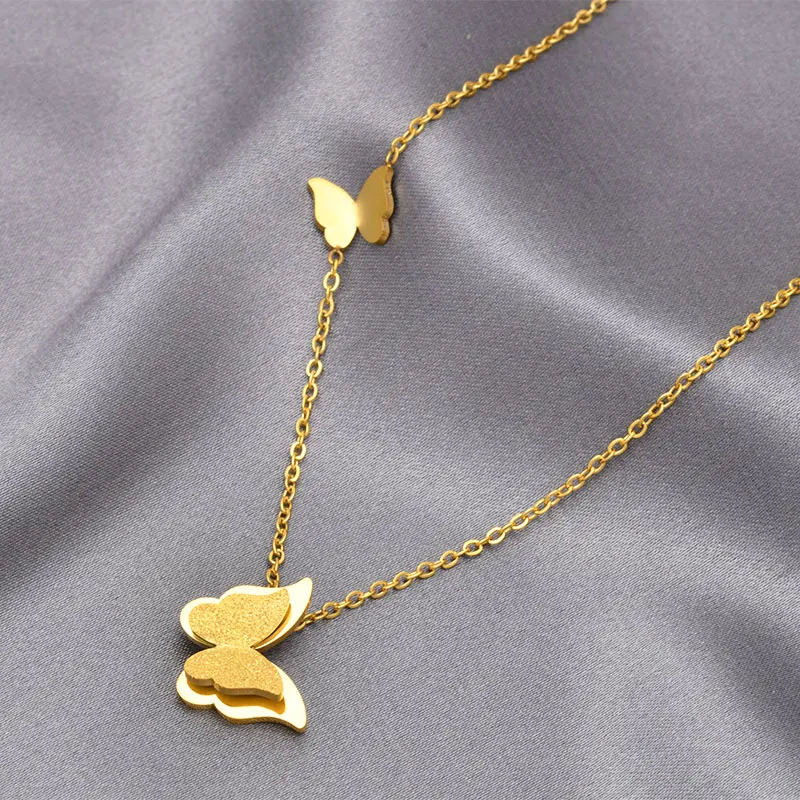 

xiaoboACC Korean Fashion Gold Butterfly Pendant Necklace for Women Anniversary Gift Jewelry Accessories