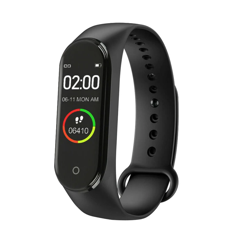 Black New Smart Color Screen M4 Watch New label High Quality Blood Pressure Monitor Men And women Sports Tracker Pedometer Bracelet - Цвет: Black