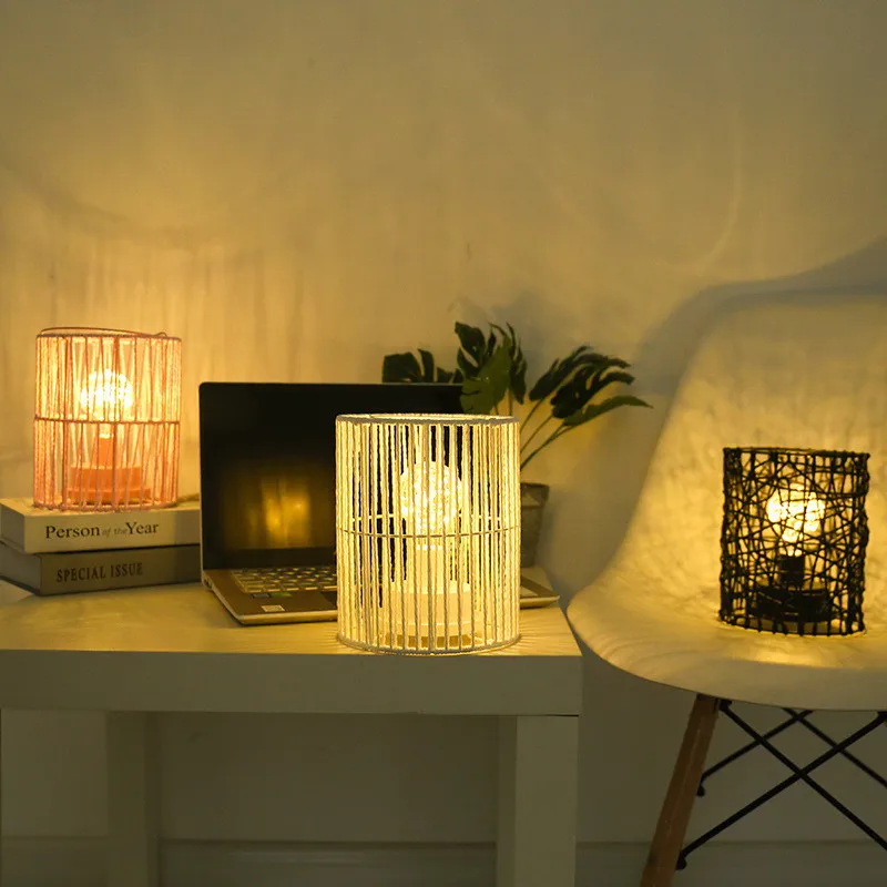 Iron Weave LED Table Lamp Night Lights Bedroom Study Home Decor Lantern Christmas New Year Gift USB Battery Lighting | Лампы и