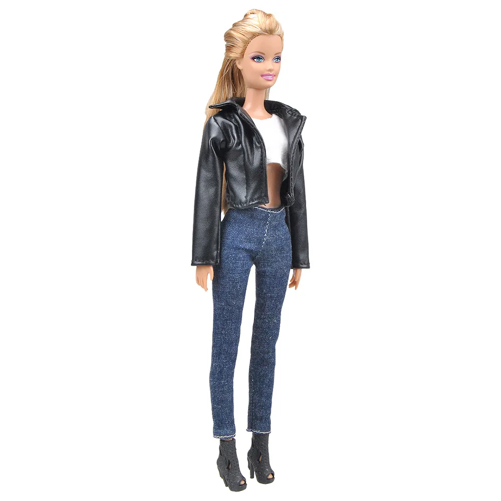 

Fashion Leather Outfits Clothes Set for Barbie 30cm BJD Doll Clothes Accessories Play House Dressing Up