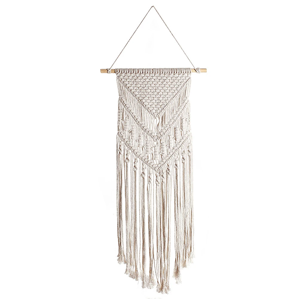 Белый Гобелены стене висит Boho Chic богемный комнаты гобелен с геометрическим