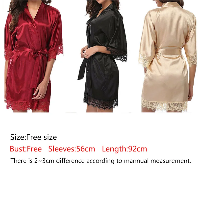 Модная женская однотонная шелковая атласная ночная рубашка халаты для подружки