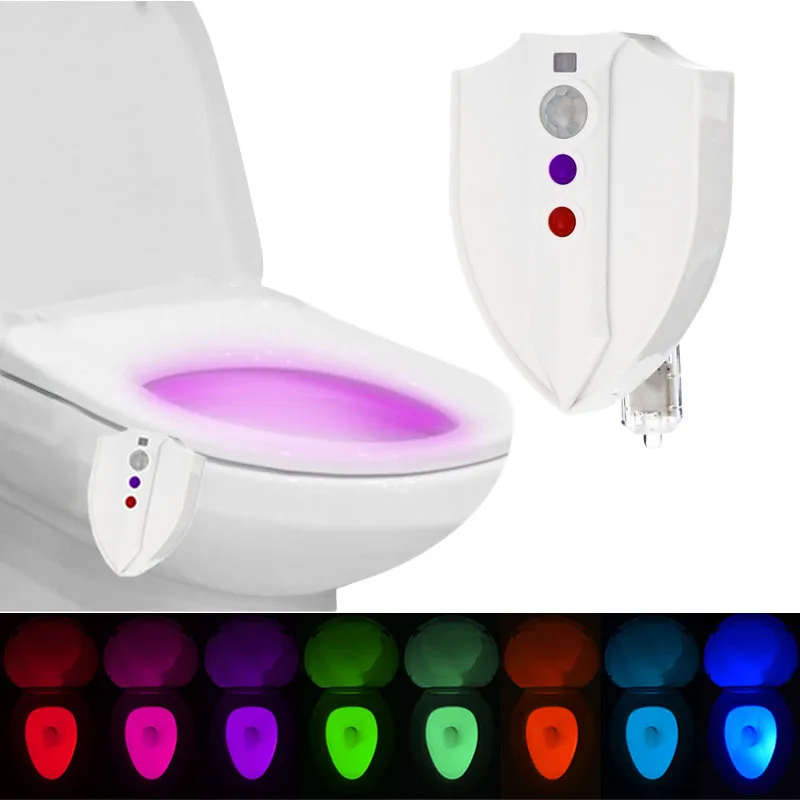 

Умный УФ-светильник для унитаза с пассивным инфракрасным датчиком движения, 8 цветов, водонепроницаемый светильник с подсветкой для унитаз...
