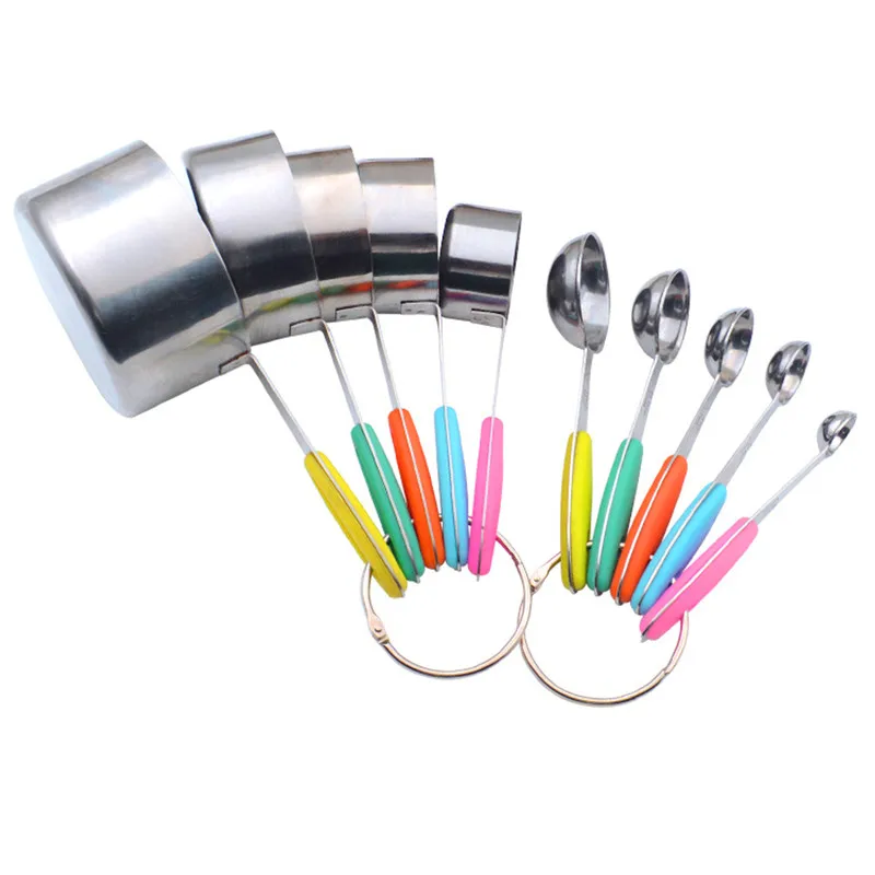 

5pcs/10pcs Multi Purpose Spoons/cup Measuring Tools Pp Baking Accessories Stainless Steel/plastic Handle Kitchen Gadgets