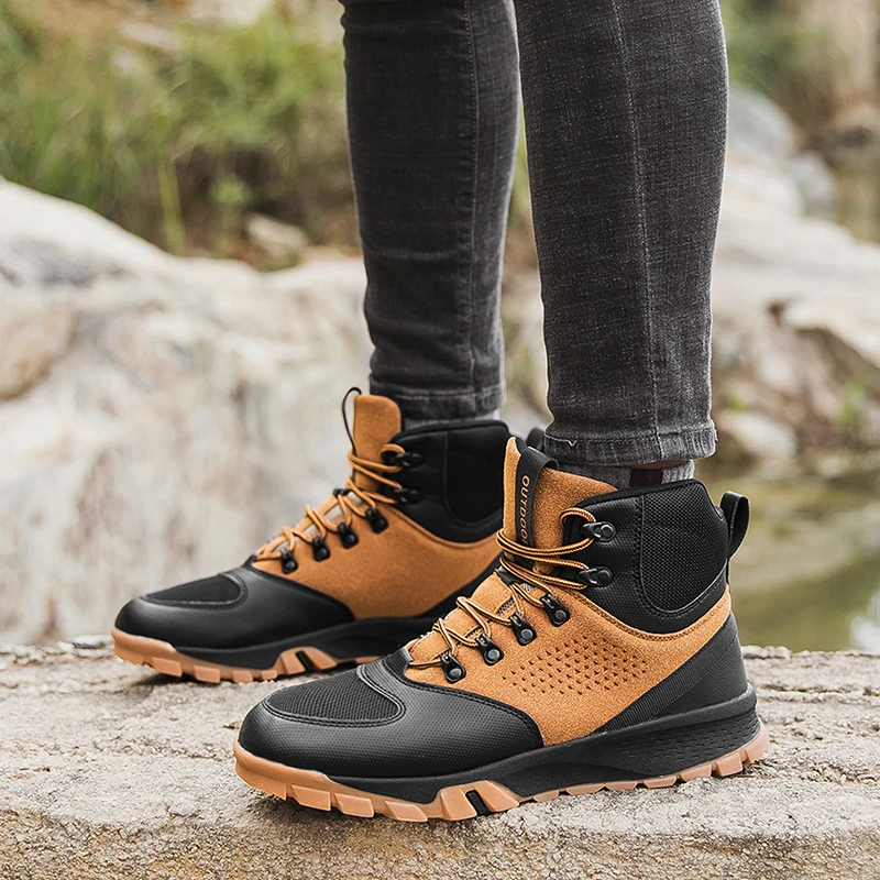 Outdoor Breathable Men Hiking Shoes Professional Climbing Camping Boots Men Wear-resistant Winter Mens Mountain Boots Big size