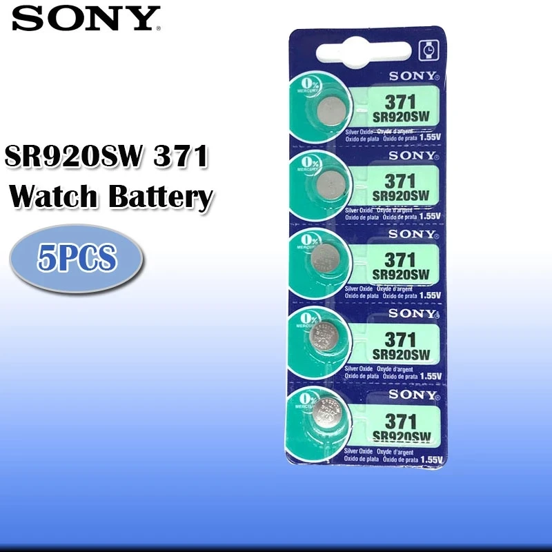 

Батарейки кнопочные Sony 45 мАч 1,55 в AG6 371 SR920SW LR920 171 370 L921 LR69 SR920, 10 шт.