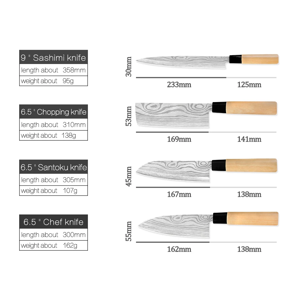 Набор ножей XYj из нержавеющей стали в японском стиле набор 4 шеф-повара сантоку