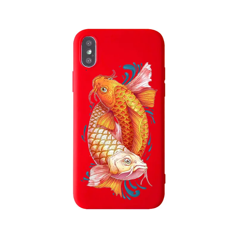Чехол Koi Fish Lucky Cat с японским рисунком для iPhone 11 11Pro X XS Max XR 5 SE 6 6S 7 8 Plus мягкий
