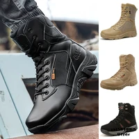 mens tactical boots high top hiking shoes lace up mountain waterproof military boots thick bottom