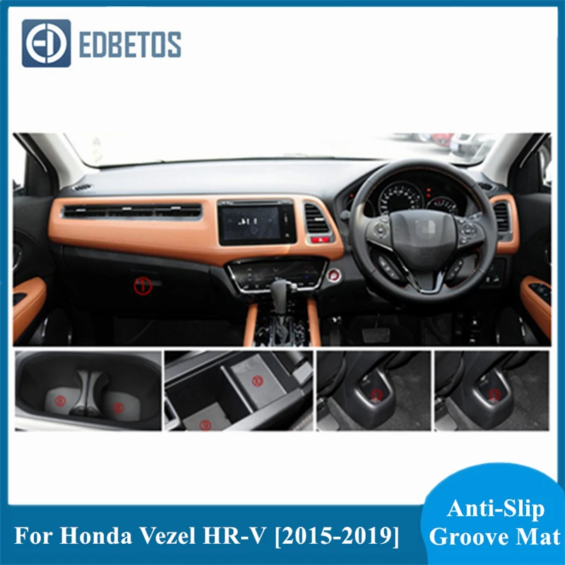 

Gate Slot Mat For Honda Vezel HR-V 2015 2016 2017 2018 2019 Interior Door Pad/Cup Non-Slip Mats Red/White/Blue 19pcs/21pcs