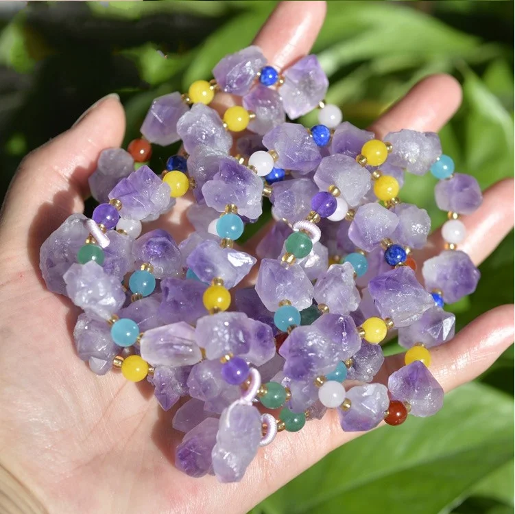 Натуральный Лавандовый аметистовый браслет женщина отправляет друзей чтобы