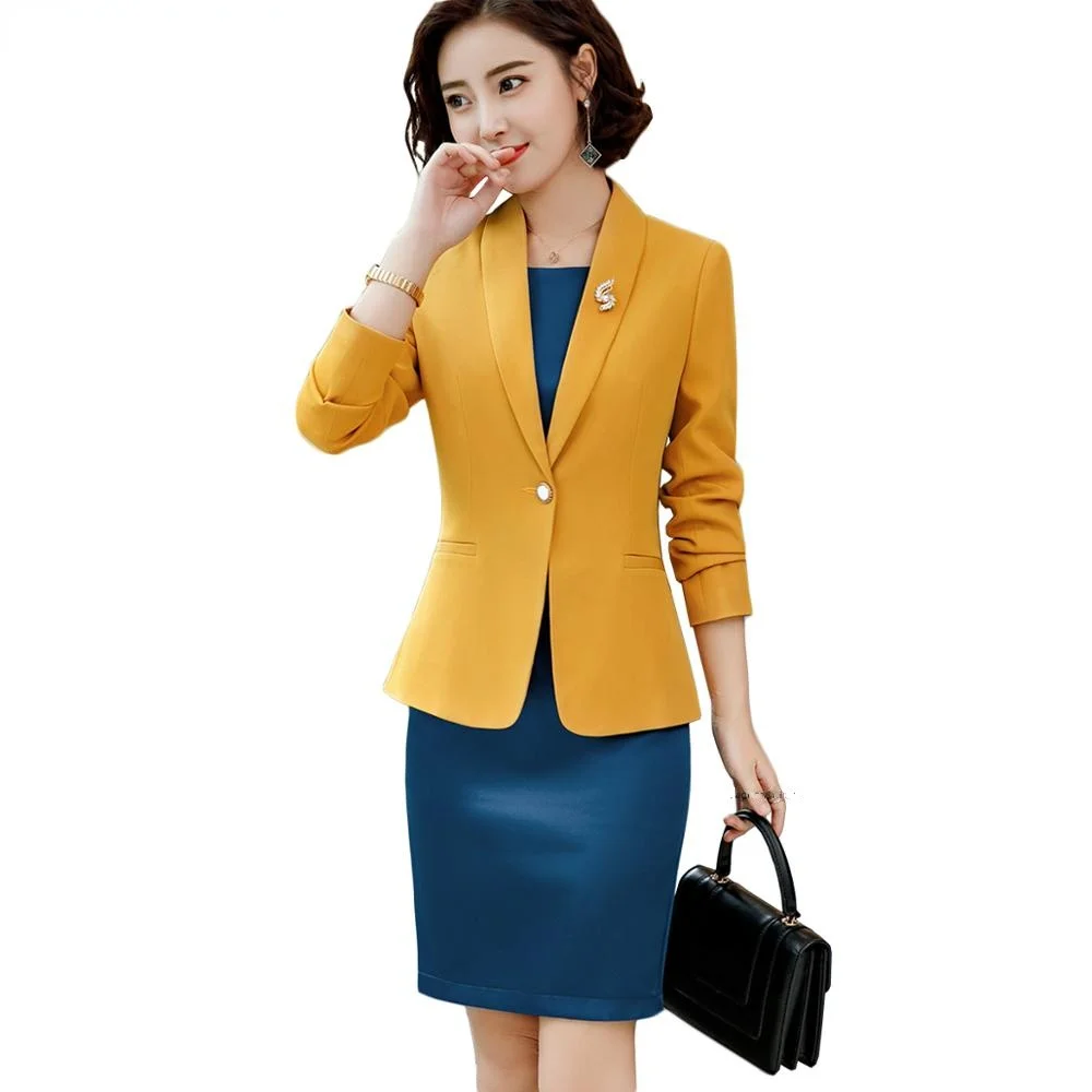 

Elegant Women Skirt Suit for Business Work Interview Hotel Wear Slim Single Button Blazers With Skirt Two Piece Set skirt suit