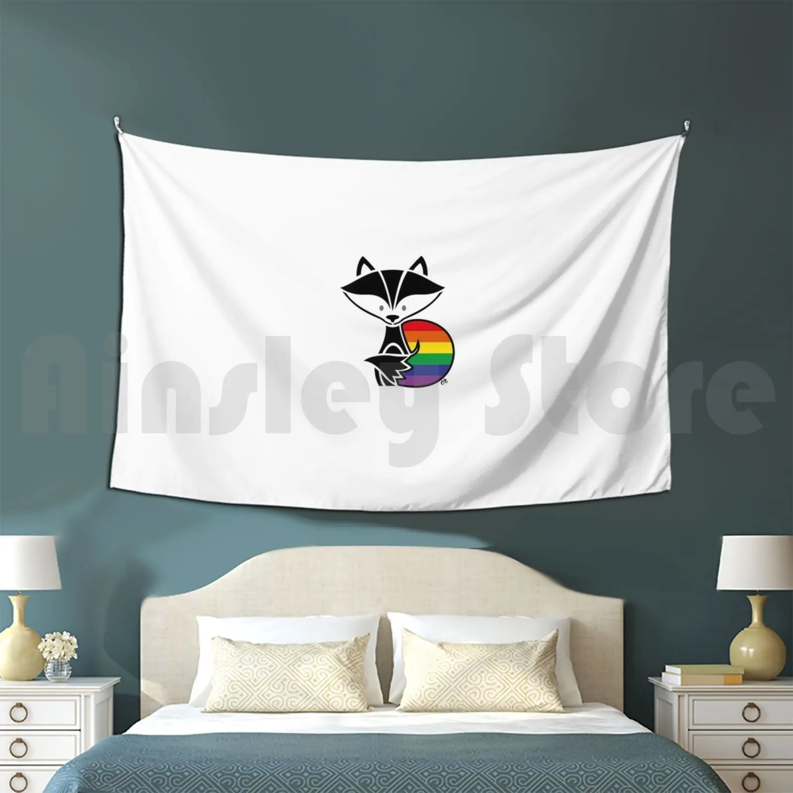 

Pride Fox Tapestry Living Room Bedroom Pride Fox Rainbow