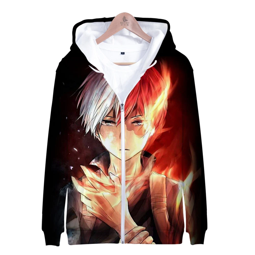 

Anime My Hero Academia 3D Printed Zipper Hoodies Women/Men Fashion Long Sleeve Hooded Sweatshirt Shoto Todoroki Streetwear