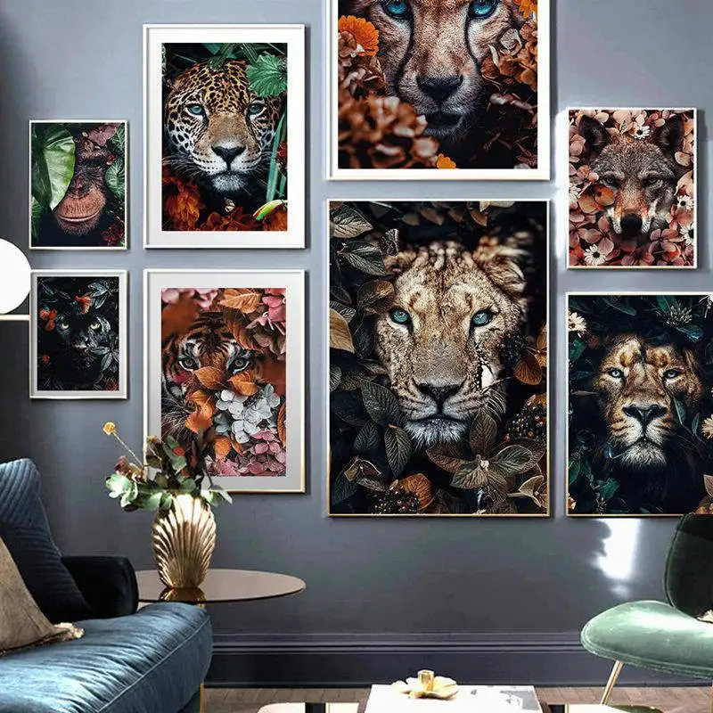 

Jungle Animals Tiger Lion 3D Picture Canvas Painting Wall Art Posters Room Decor Wall Paintings Fabulous Art Decoracion ara sala