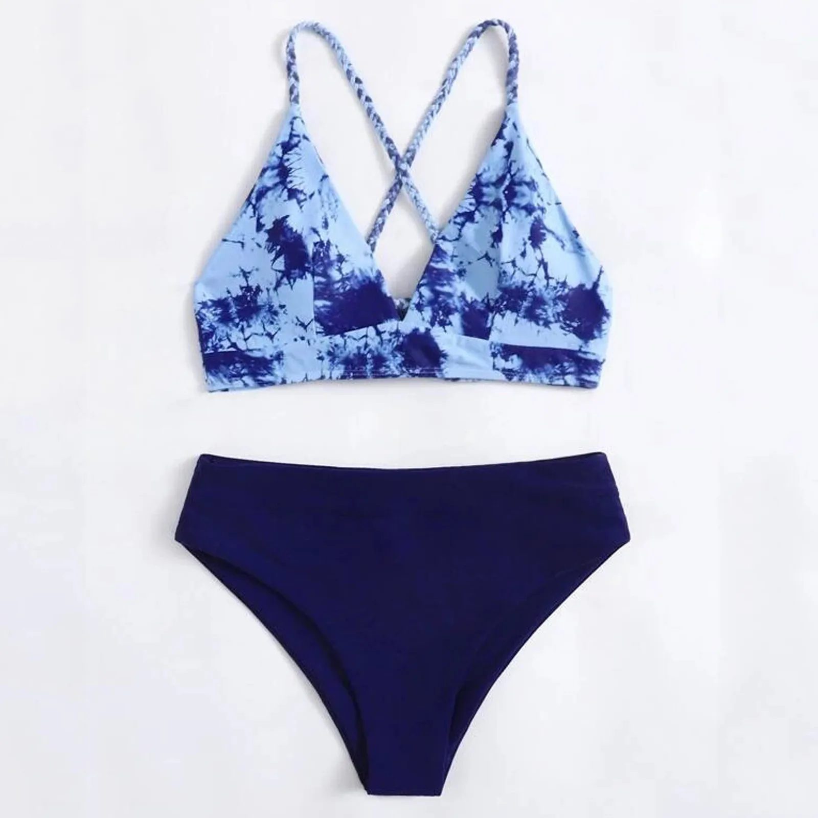 

Комплект бикини с принтом Tie Dye, бандажный купальник с треугольным вырезом, пикантный купальник со средней талией, женские стринги, бикини с ...