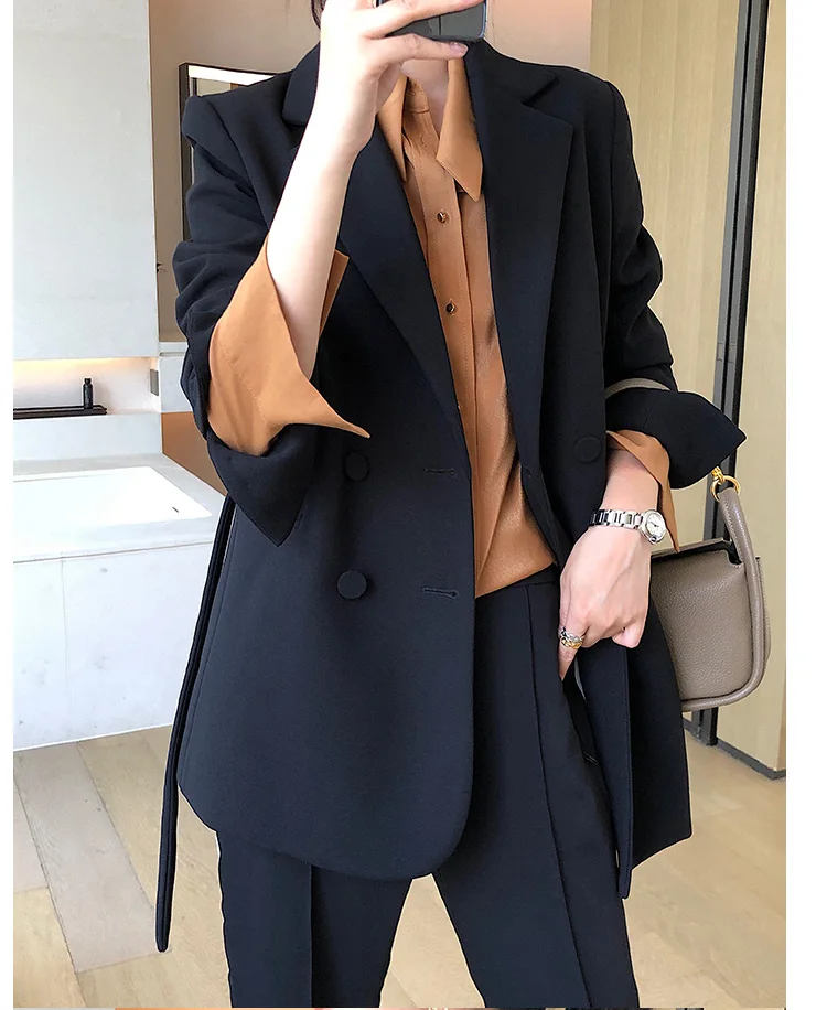 Женский костюм с лацканами весенний дизайнерский черный блейзер асимметричным