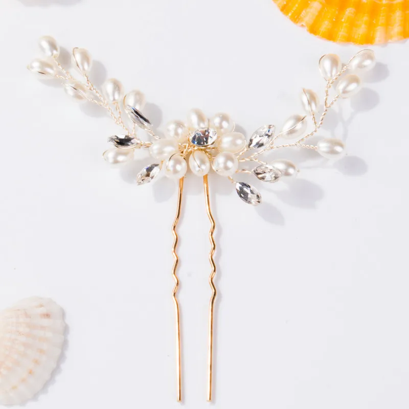 Винтажный Свадебный ободок с жемчужинами цветок кристалл шпильки для прически
