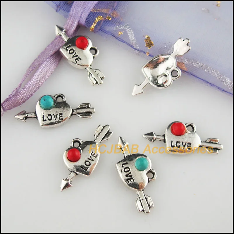 Модные подвески в виде стрел для влюбленных 25 шт. тибетские серебряные с красным