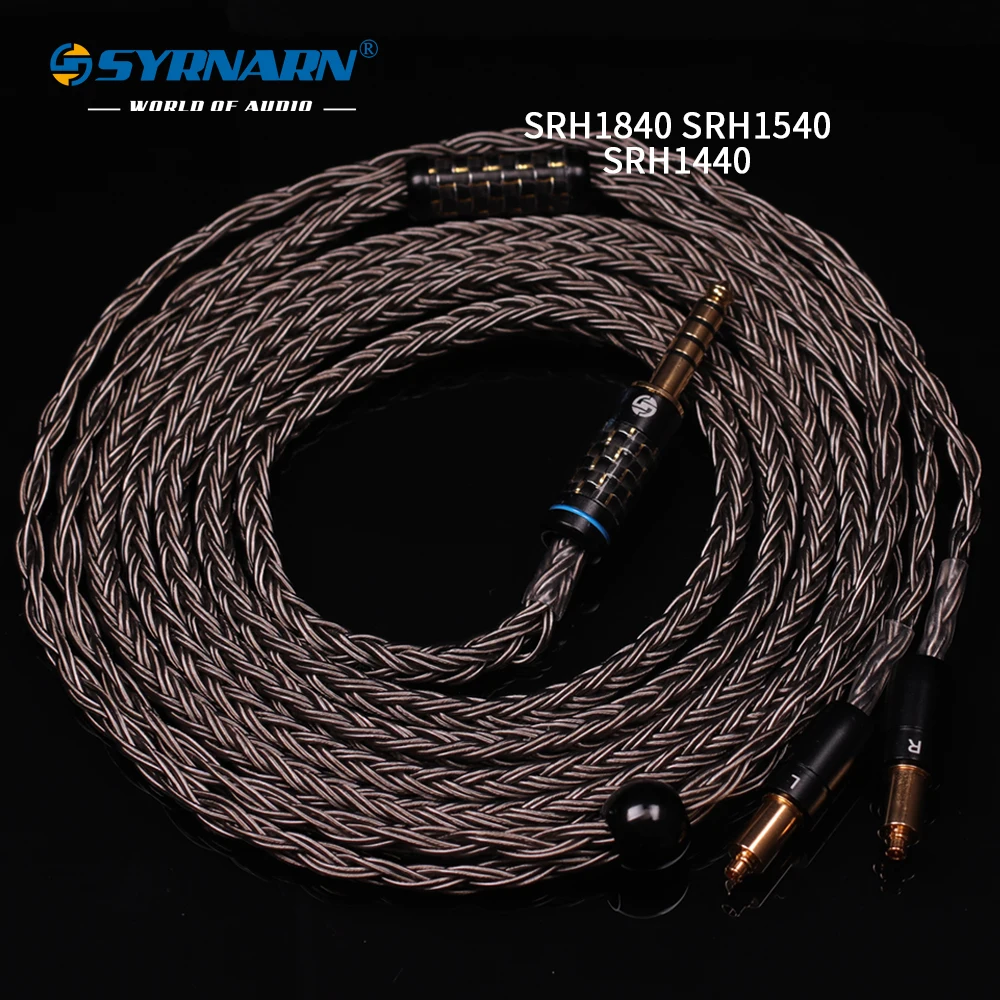 SYRNARN S8 4Pin XLR 4.4 2.5 mm Balanced 3.5 6.35 16 Core OFC Silver Plated headphone Cable For Shure SRH1540 SRH1840 SRH1440