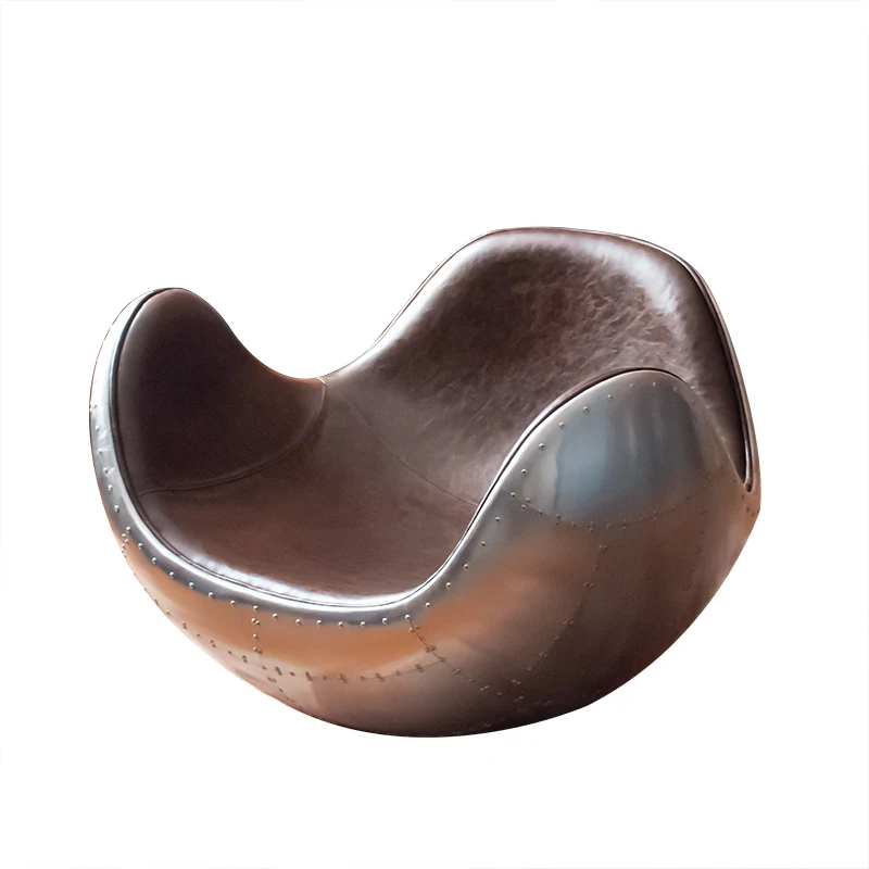 

Креативный одновращающийся Сферический диван zq в европейском и американском ретро стиле из натуральной кожи, металлический стул