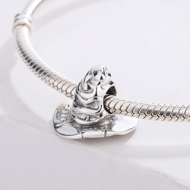 

3D205 925 Sterling Silver DIY Beads Sorting Hat Charm Accessories Enamel Harry Potter Journey to Hogwarts Charm Bracelet