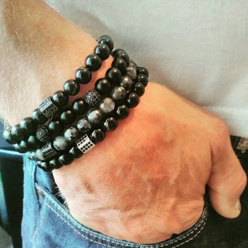 Мужской браслет/камень/браслет 8 мм натуральный камень Лавовая бусина из бисера