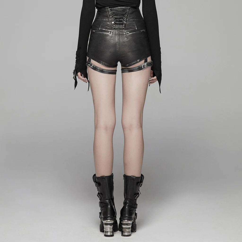 Женские шорты из искусственной кожи черные брюки в стиле панк для выступлений и |