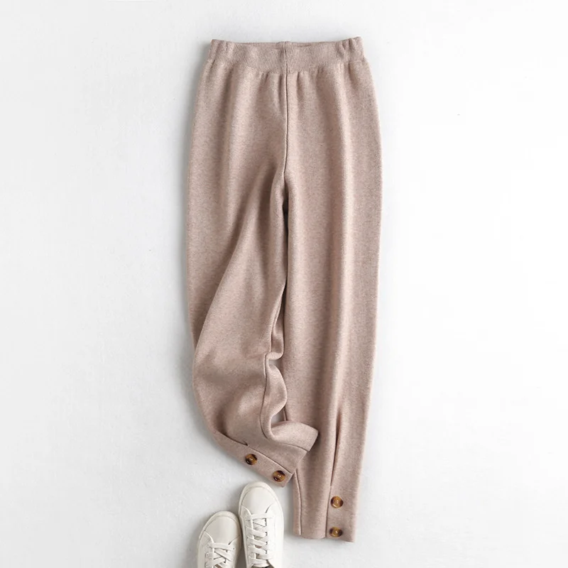 

2021 Autumn New Women Knitting Wide Leg Pants Trousers Women's Korean High Waist Straight Harem Pants Casual Pants Streetwear
