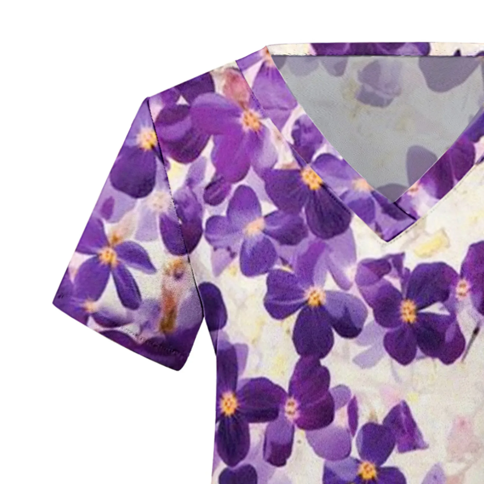 Женская блузка с коротким рукавом V-образным вырезом и цветочным принтом |