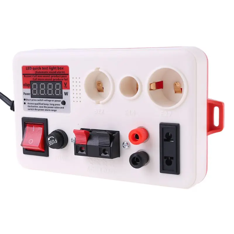 

LED Quick Test Light Box Voltage Power Tester for E27 B22 E14 Lamp Bulb w Buzzer 69HF