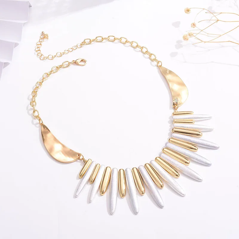 Shineland Punk Rock Rivet Collar Choker Necklace Metal Gold Silver Color Chunky Big Statement Jewelry for Women Wholesale Cheap | Украшения