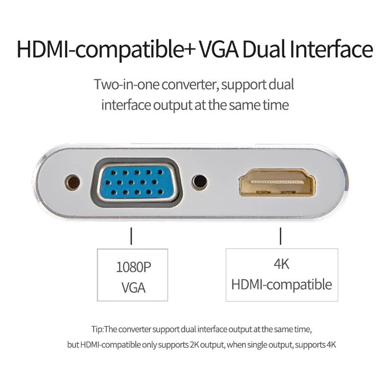 Переходник с Type C на HDMI 4K VGA двойной интерфейс высокое качество 1080P HD кабель Windows