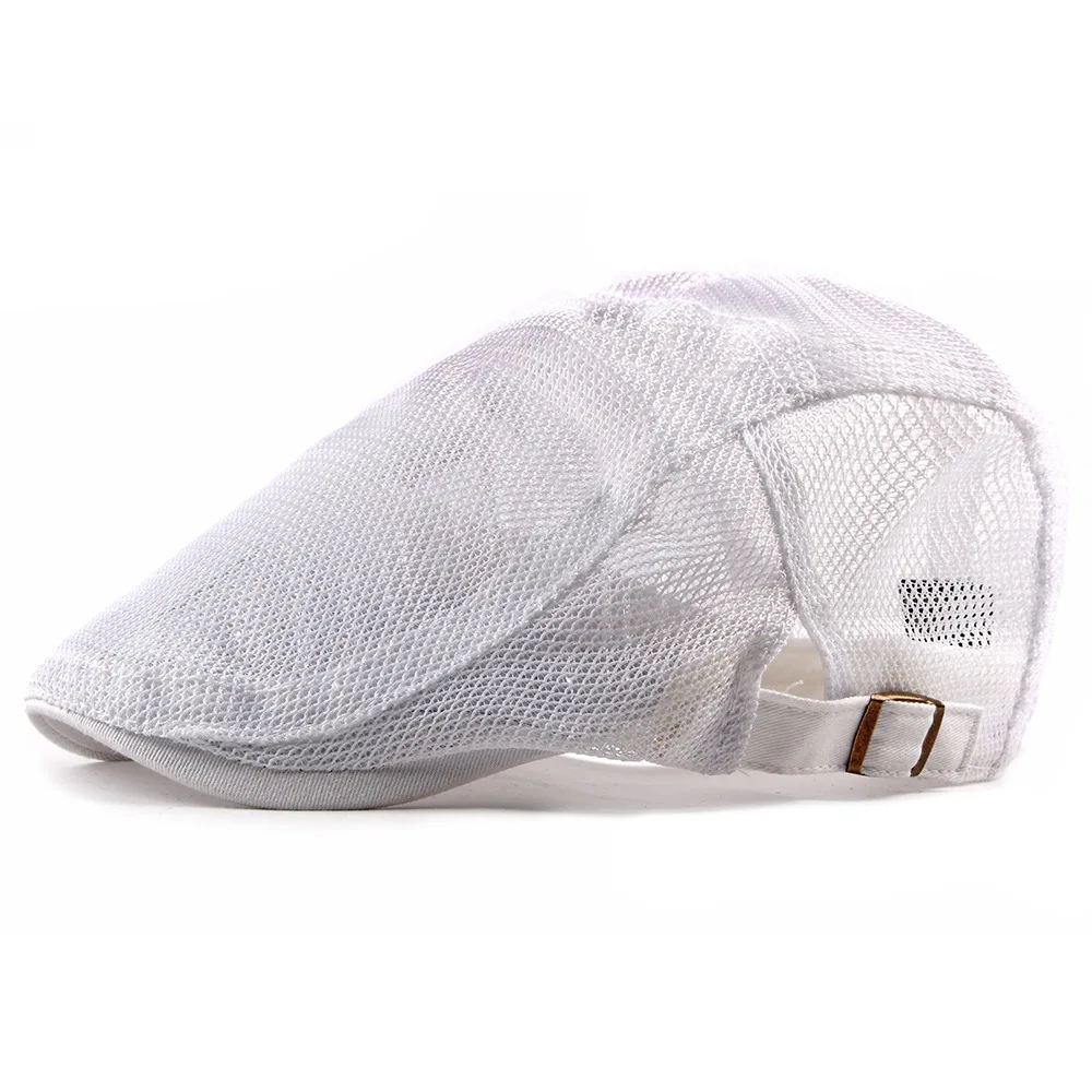 Men Breathable mesh Summer hat Newsboy Beret Ivy Cap Cabbie Flat Cap Unisex Ivy Gatsby Cabbie Driving Hat Black Brown