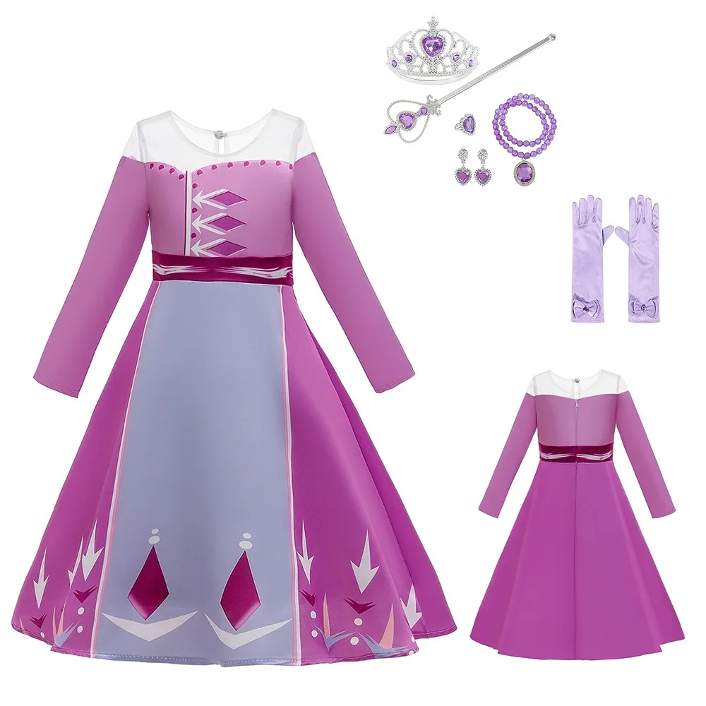 

Girls Princess Elza Dress Costumes Princess Annae Dress for Girls Party Vestidos Fantasia Kids Girls Clothing