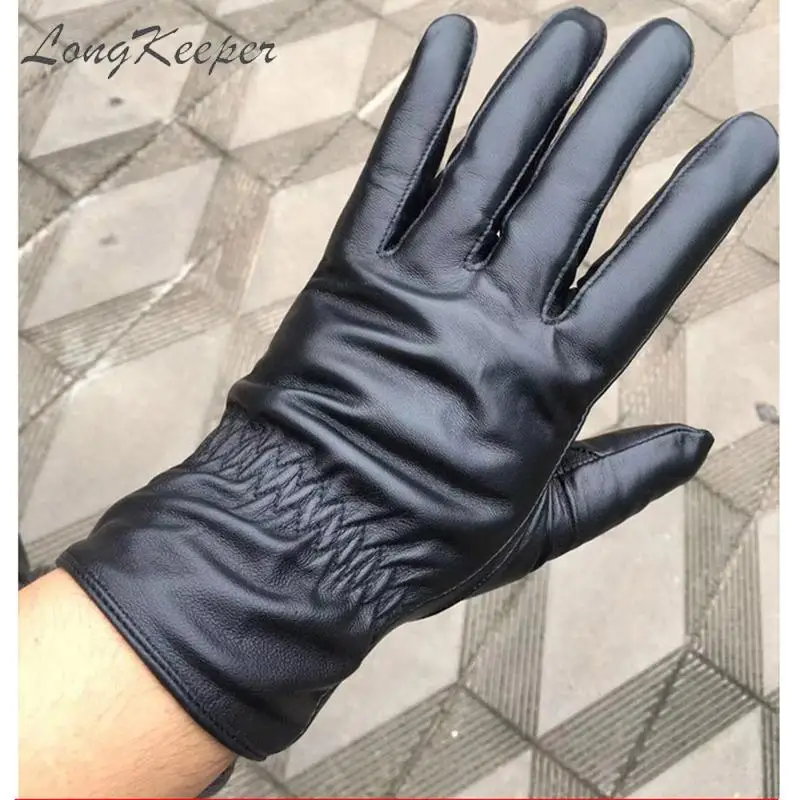 

Men Motorcycle Gloves Winter Warm Genuine Leather Motorbike Glove Sheepskin Plus Velvet Full Finger Mittens Driving Guantes Luva